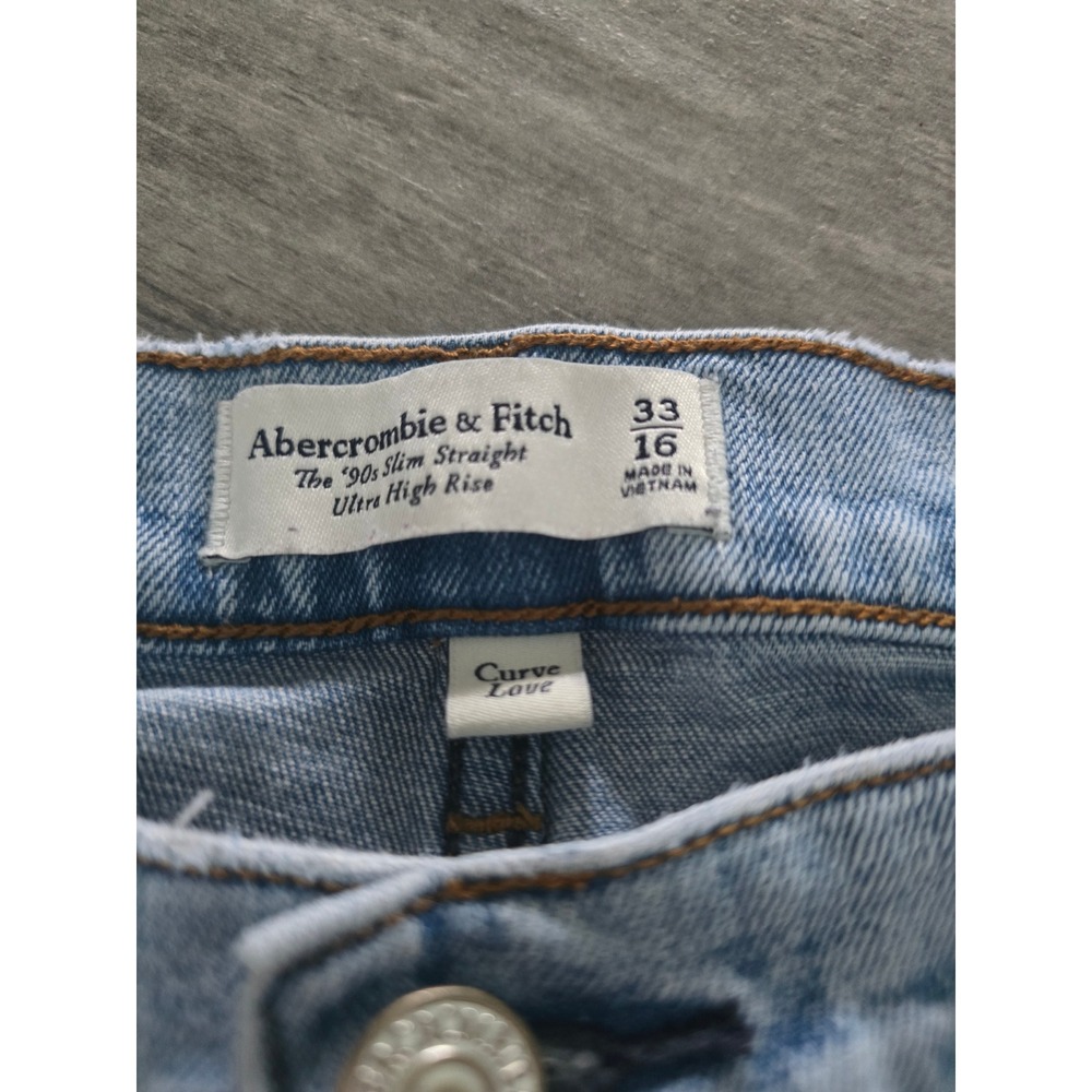 Abercrombie & Fitch Curve Love 90s Slim Straight Ultra High Rise Jeans 33 - Picture 5 of 8
